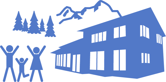 木の家で暮らすイラスト